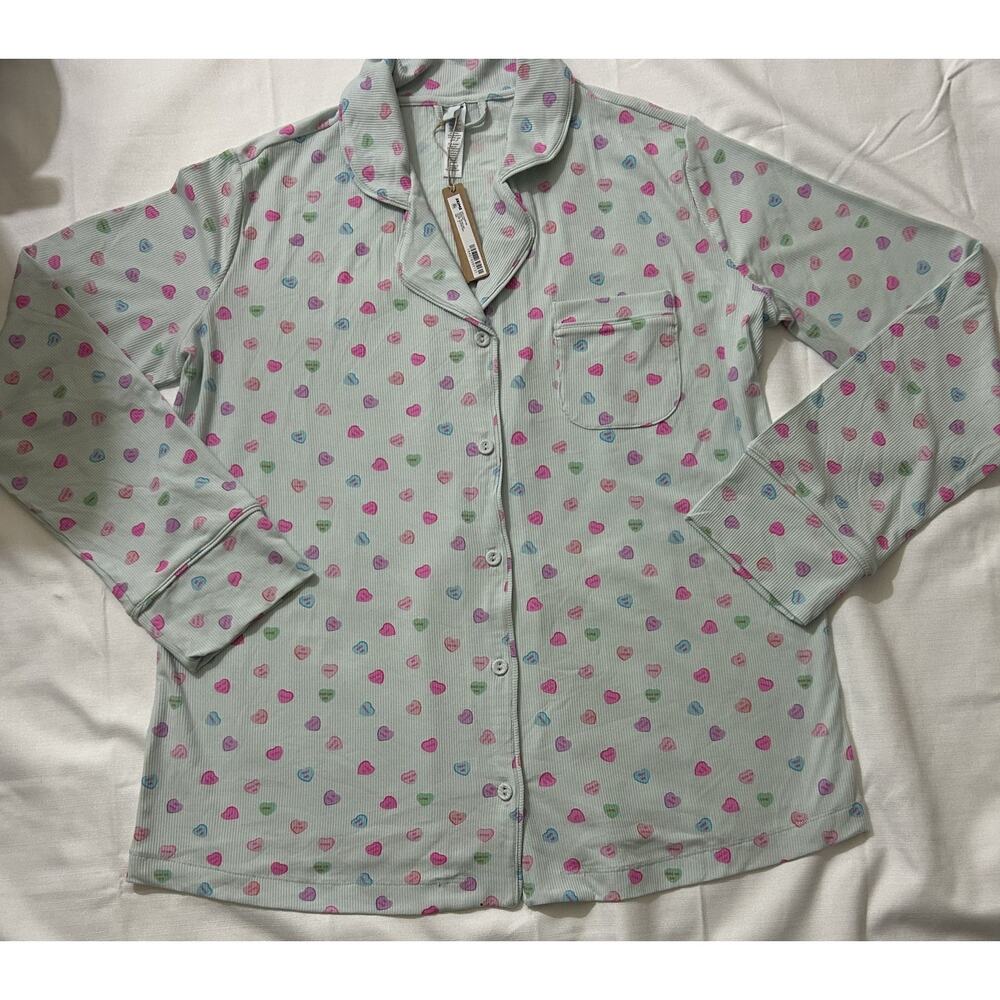 Skims NWT Women's Boyfriend Long Sleeve Pajama Top Cloud Candy Heart Size Small - Picture 2 of 7